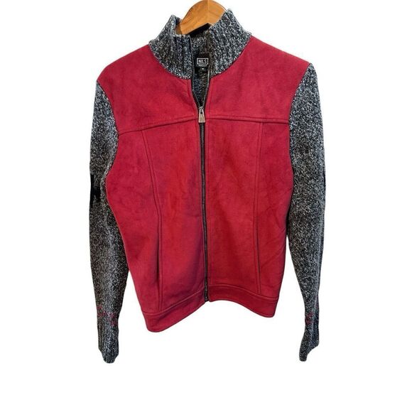 NILS Zipper Sweater Women's Medium Red And Gray Wool Blend‎ Southwest Woodland - Picture 1 of 7